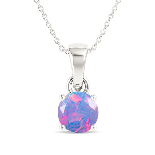 Lavender Opal Solitaire Teardrop Pendant Necklace in 925 Sterling Silver 7mm 1.2ct