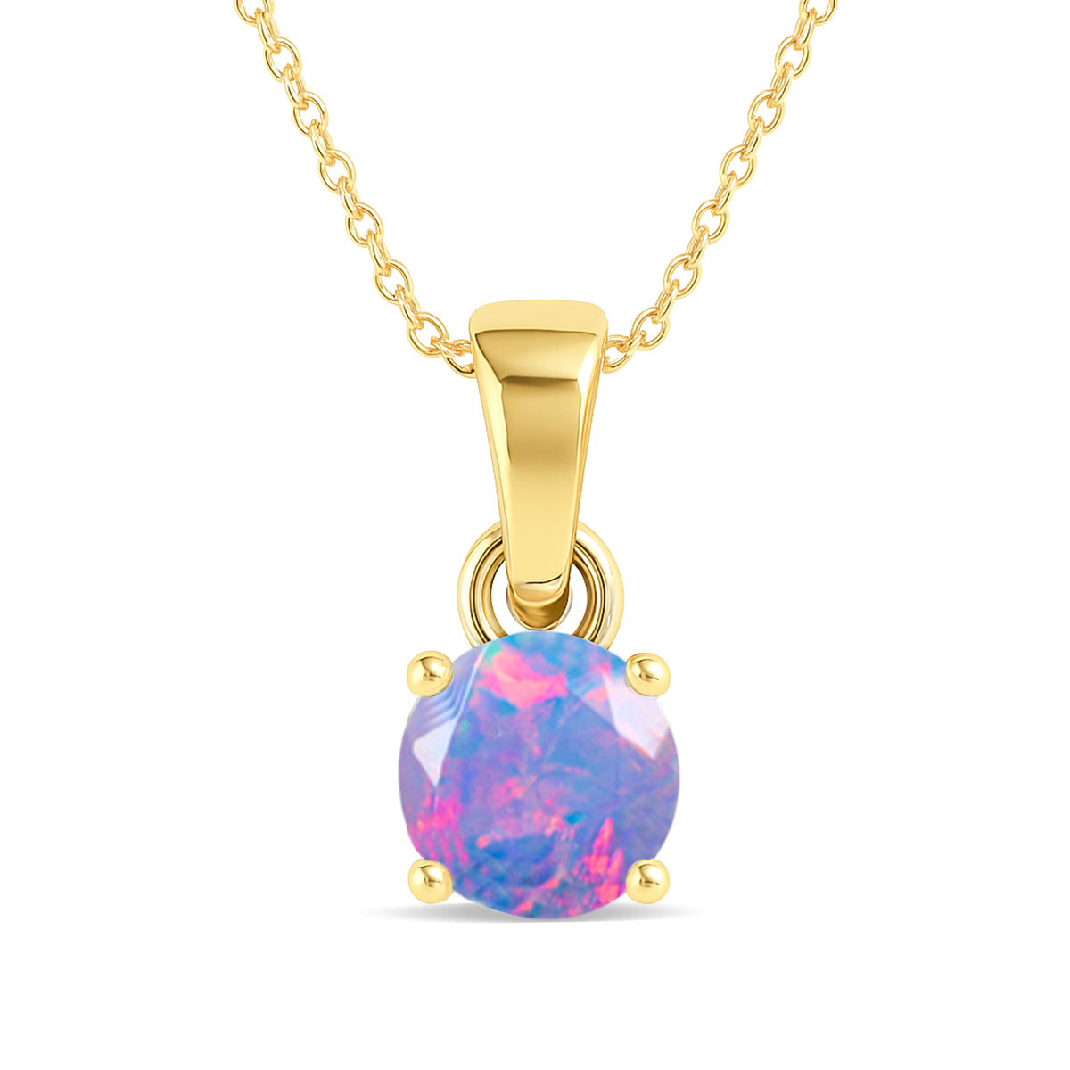 Lavender Opal Solitaire Teardrop Pendant Necklace in 925 Sterling Silver 7mm 1.2ct