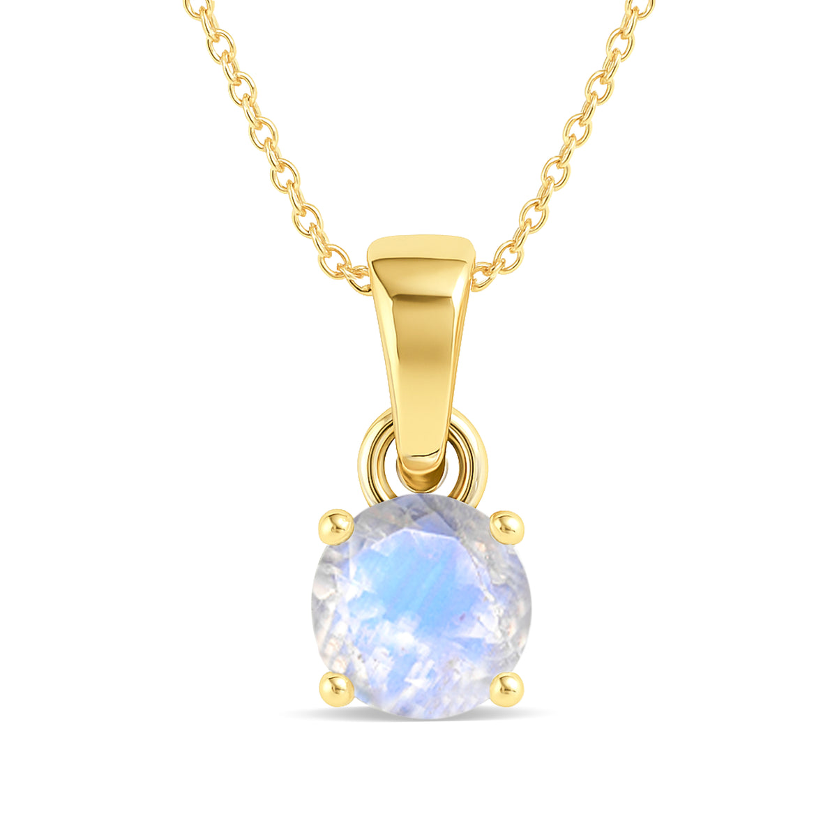 Natural Moonstone Solitaire Teardrop Pendant Necklace in 925 Sterling Silver 7mm 1.2ct