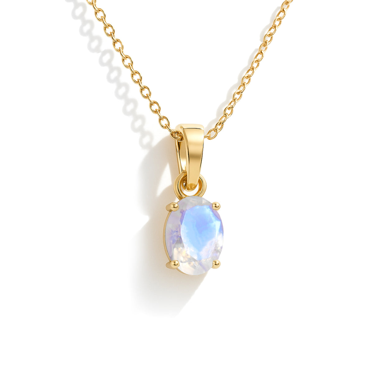Natural Moonstone Oval Solitaire Pendant Necklace in 925 Sterling Silver 1.40ct