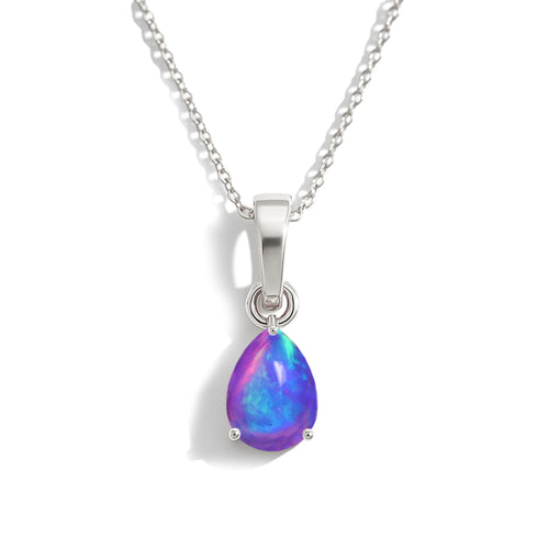 Lavender Opal Pear Solitaire Teardrop Pendant Necklace in 925 Sterling Silver 1.20ct