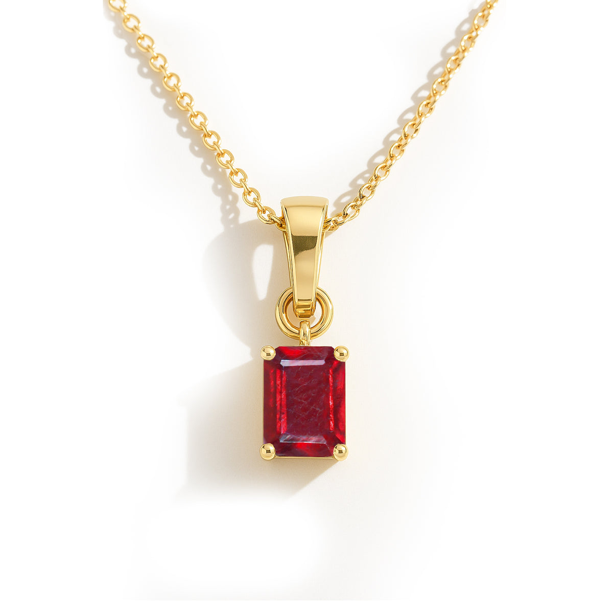 Ruby Octagon Solitaire Pendant Necklace in 925 Sterling Silver 9x7 MM 1.4ct