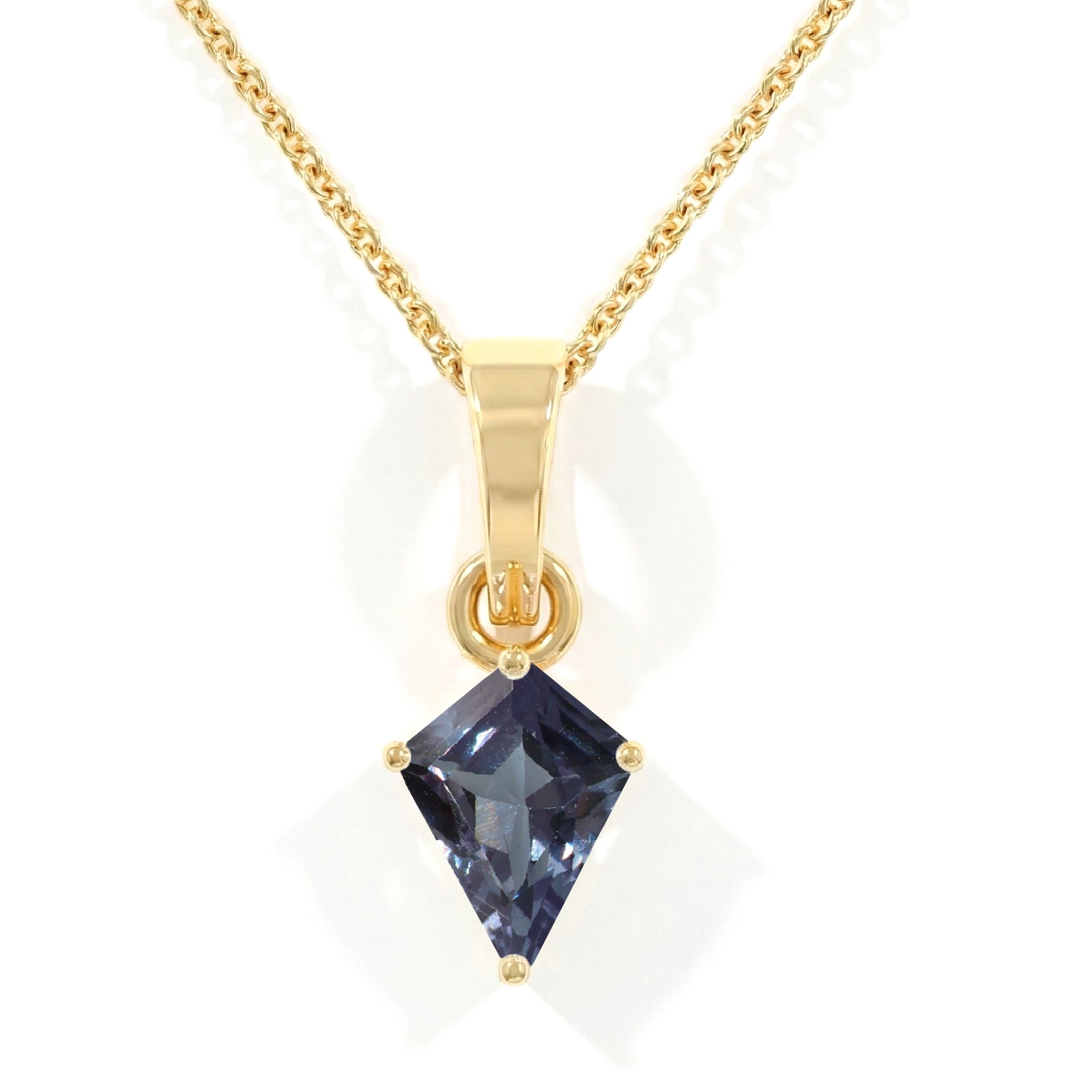 Alexandrite Kite Solitaire Pendant Necklace in Yellow Gold Plated 1.4ct