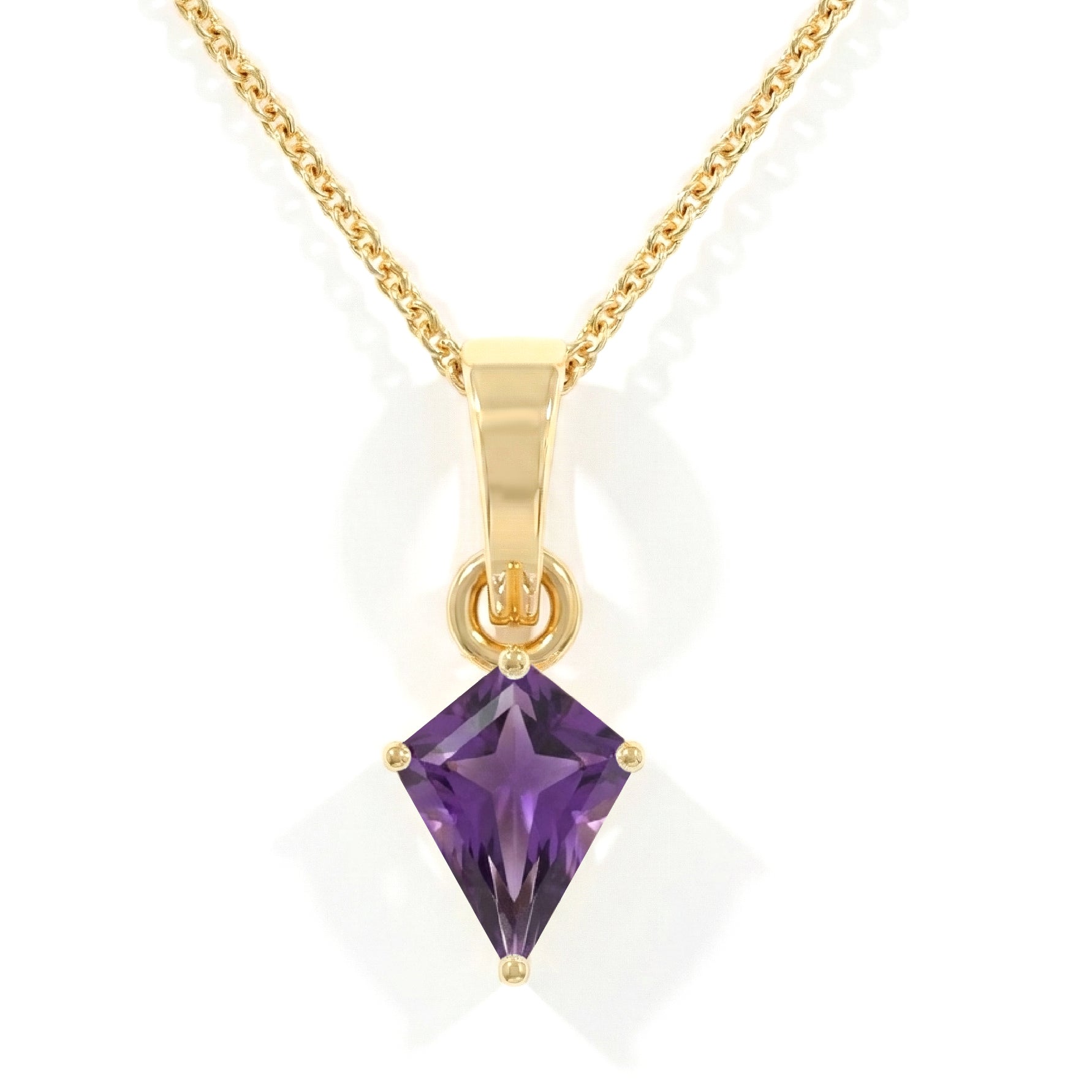 Amethyst Kite Solitaire Pendant Necklace in Yellow Gold Plated 1.4ct