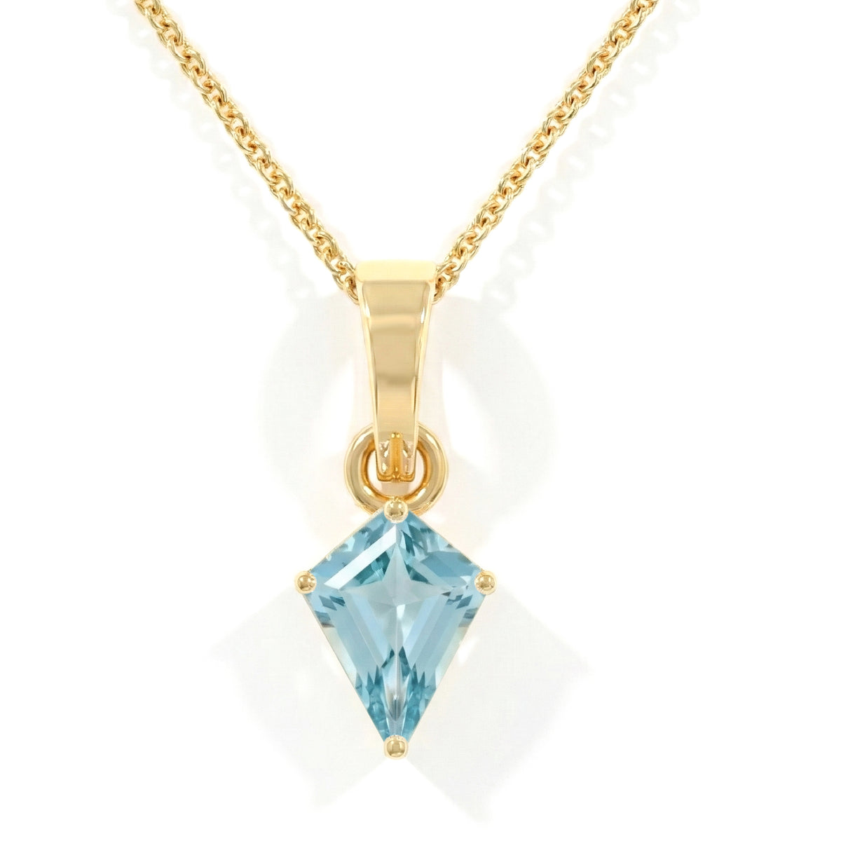 Aquamarine Solitaire Kite Pendant Necklace in 925 Sterling Silver 1.4ct