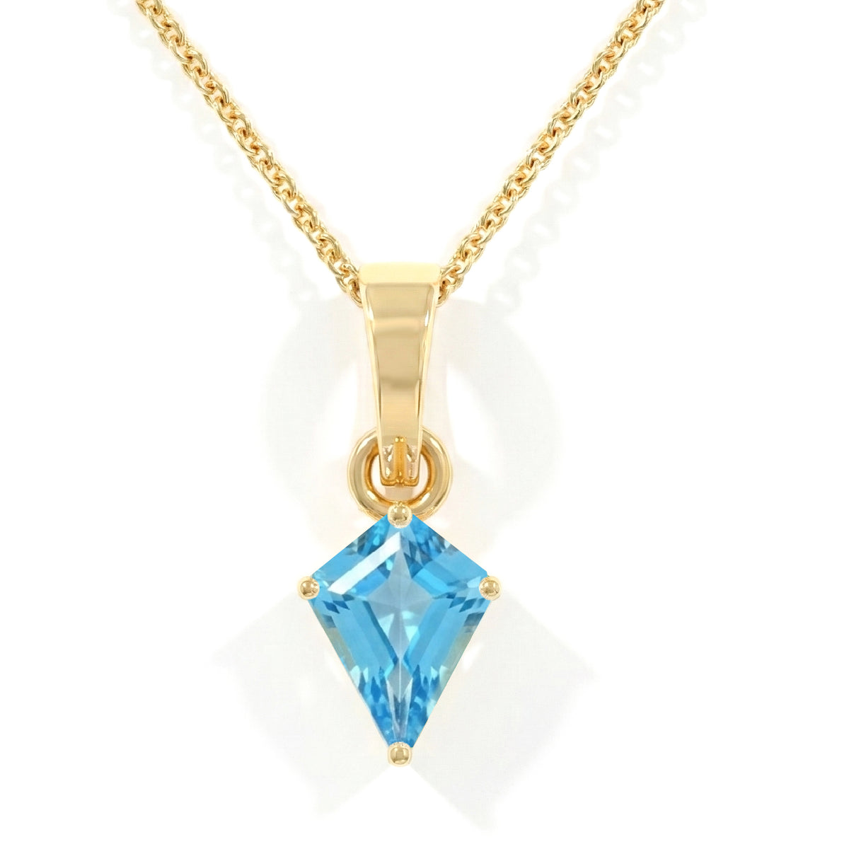 Blue Topaz Kite Solitaire Pendant Necklace in 925 Sterling Silver 1.4ct