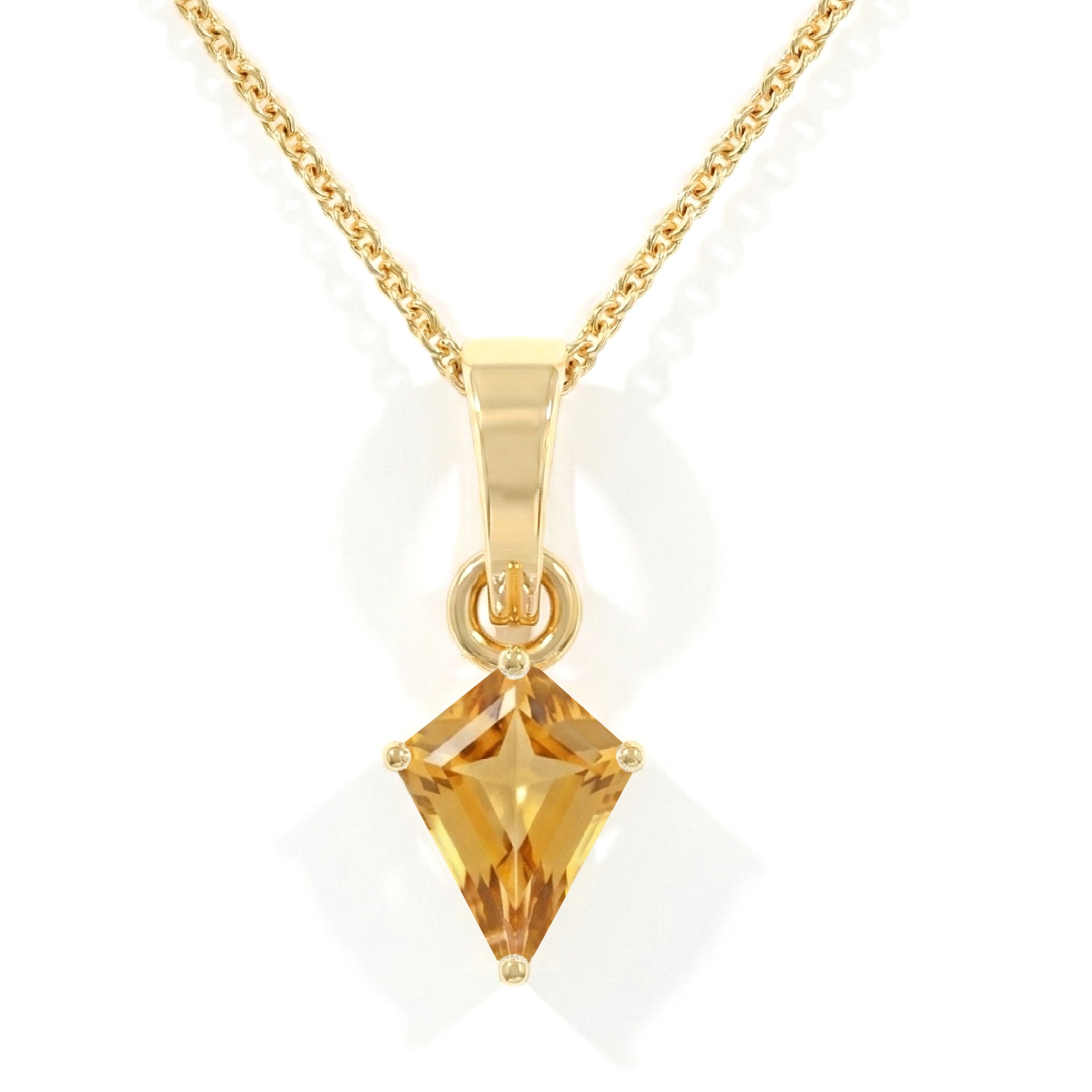 Citrine Kite Solitaire Pendant Necklace in Yellow Gold Plated 1.4ct