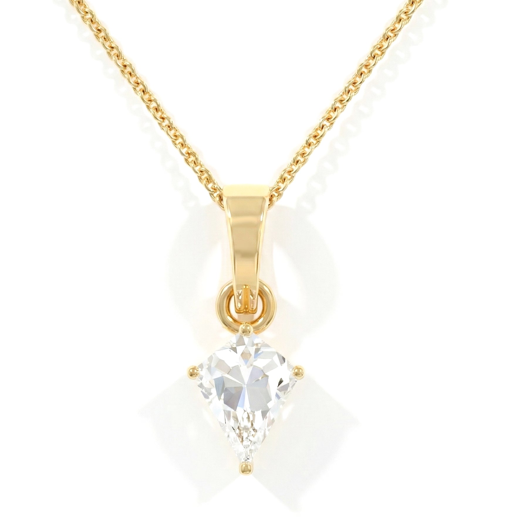 Simulated Diamond Kite Solitaire Pendant Necklace in Yellow Gold Plated 1.4ct
