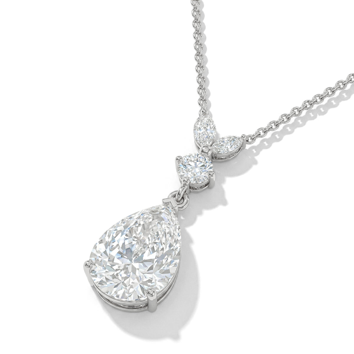Cubic Zirconia Pear Teardrop Pendant Necklace in 925 Sterling Silver 1.7ct