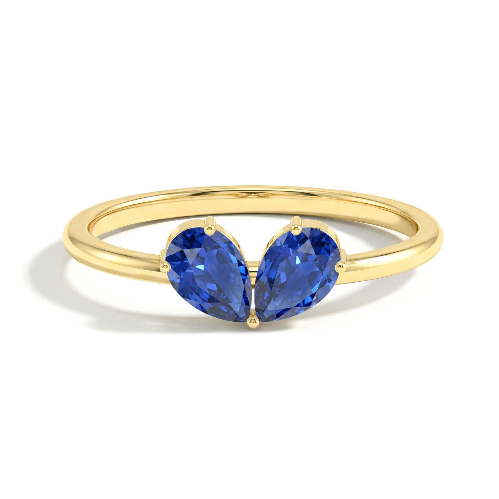 Blue Sapphire Pear Shaped Engagement Ring for Women in 925 Sterling Silver