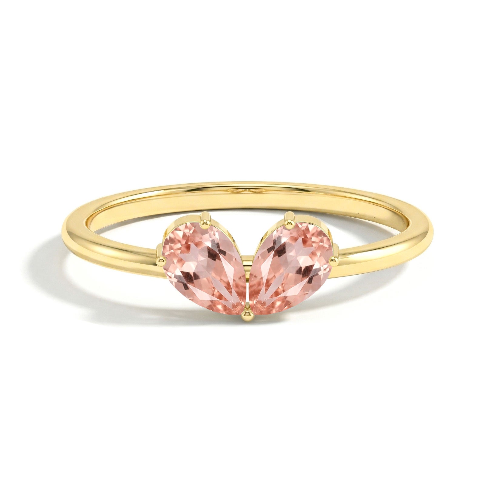 Morganite Bridal Ring, Pear Gemstone Jewelry, Handmade Ring, Sterling Silver Jewelry, Elegant Women's Ring, Fine Jewelry, Gift for Her
