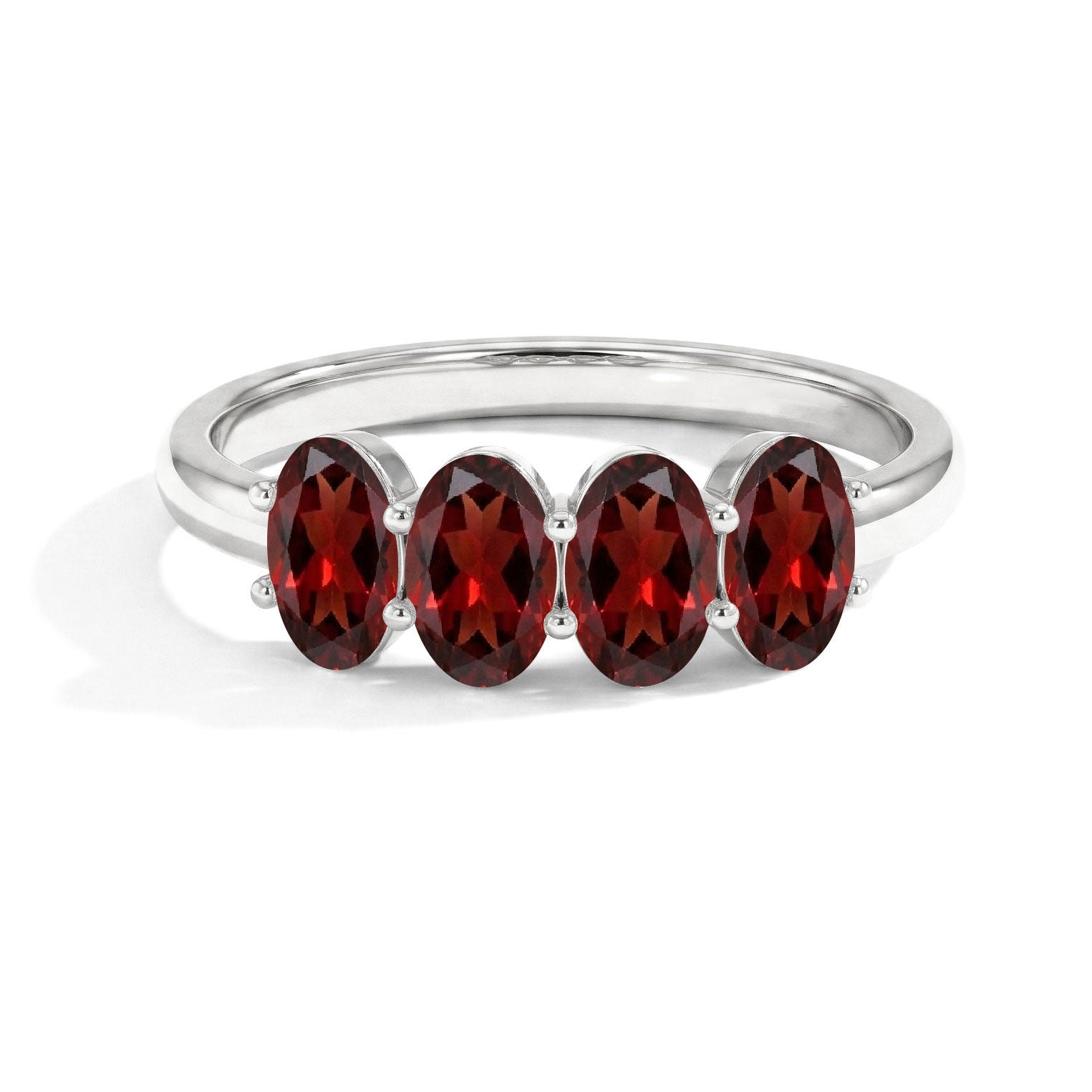 Oval Cut Garnet Ring, Four Stone Band, Garnet Jewelry, Red Gemstone Ring, January Birthstone Jewelry, Sterling Silver Garnet Ring, Gold Filled Garnet Ring, Handmade Ring, Stackable Ring, Fine Jewelry, Women's Jewelry, Elegant Ring, Luxury Ring, Everyday Ring, Gift Ring
