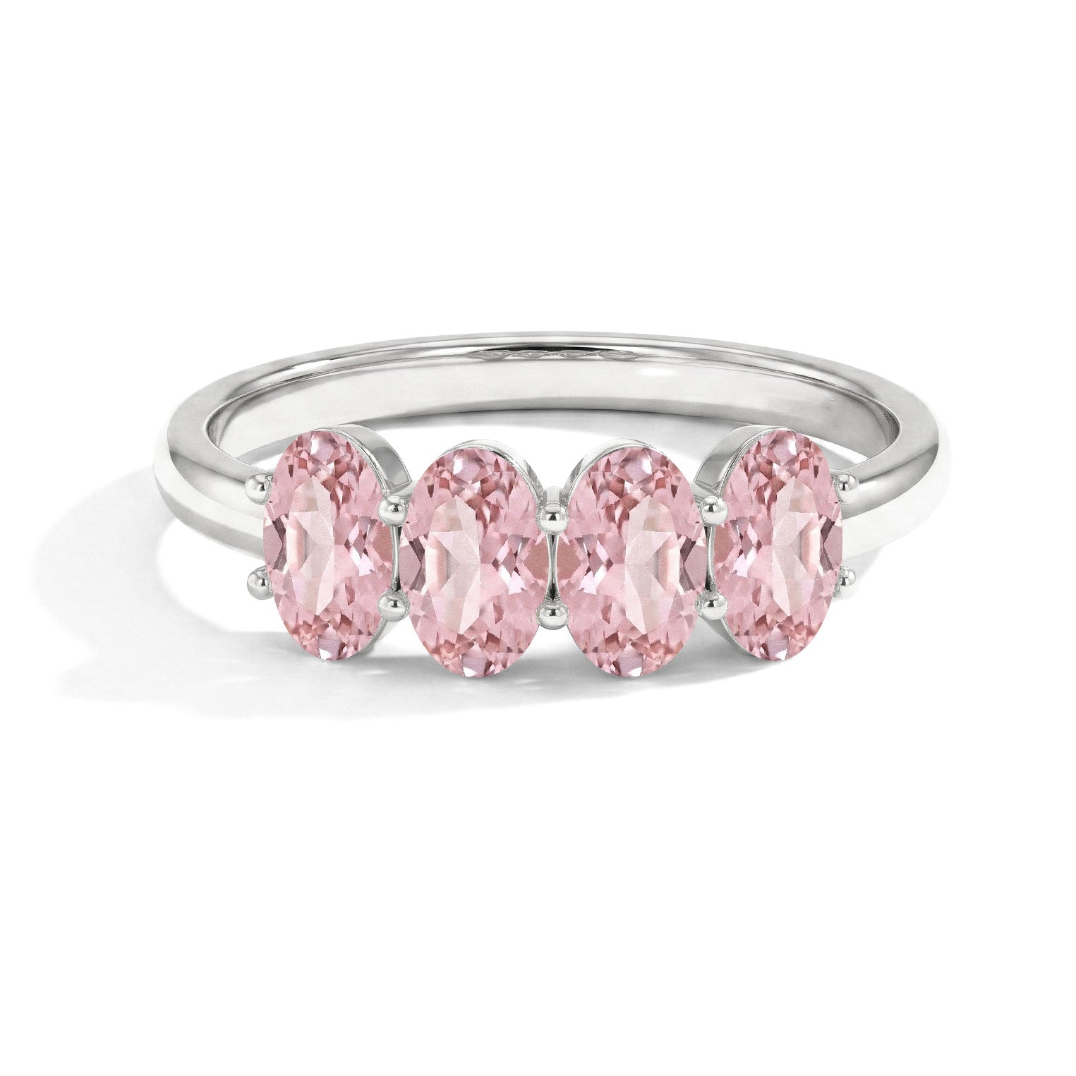 pink tourmaline ring, four stone ring, oval gemstone ring, minimalist ring, horizontal gemstone band, dainty pink ring, stackable ring, blush gemstone jewelry, elegant women's ring, gift for her