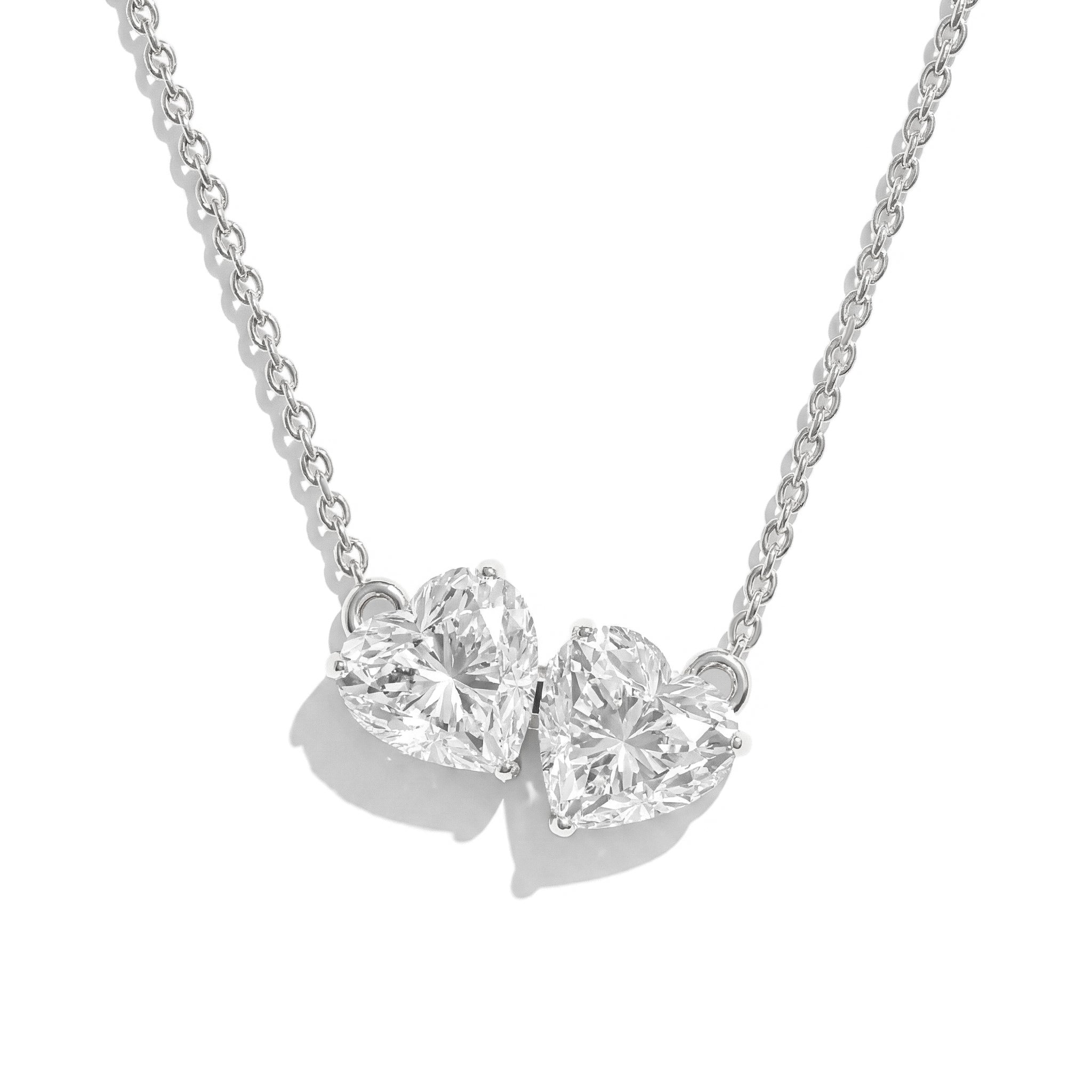 Double heart pendant necklace cubic zirconia sparkle