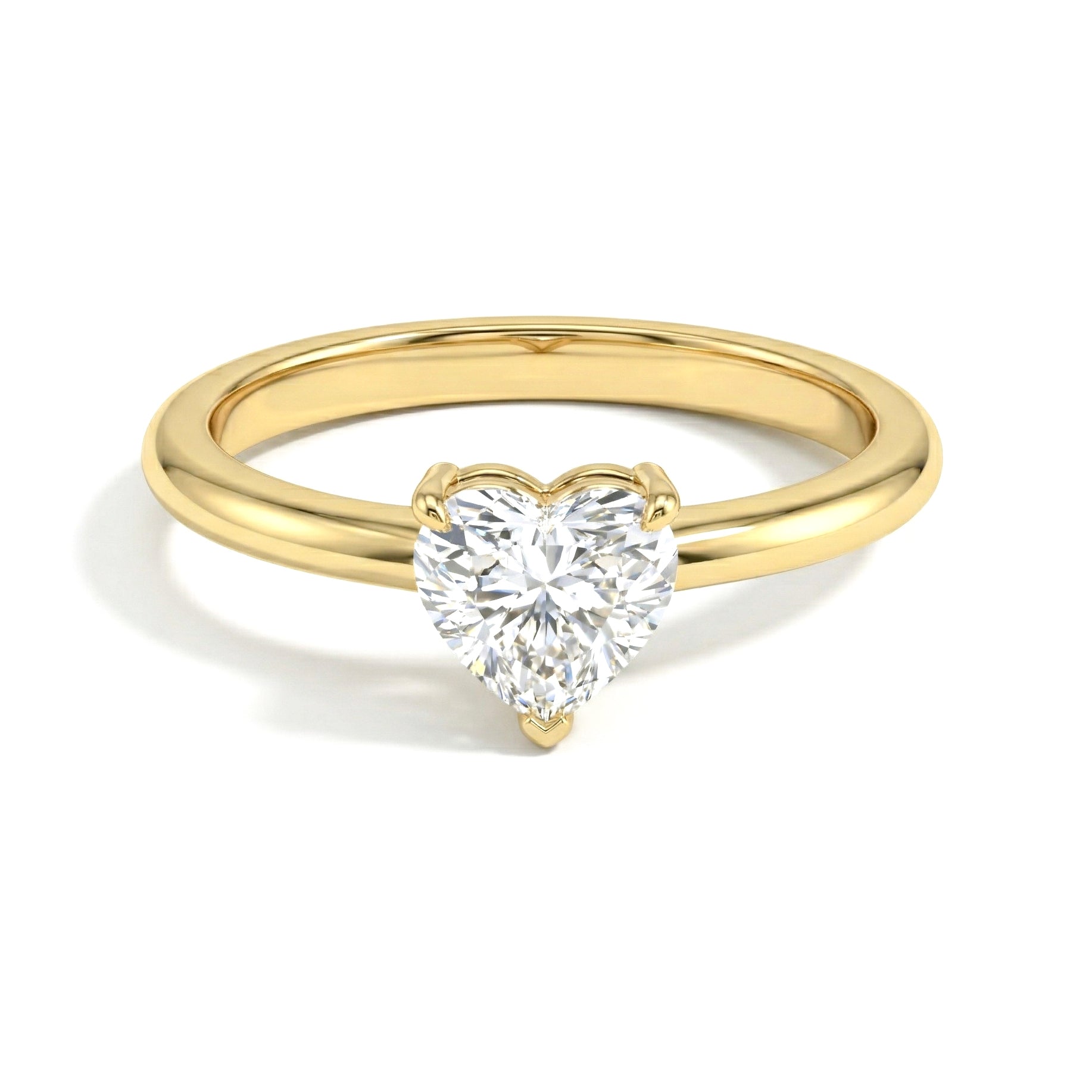 moissanite solitaire heart ring, elegant handcrafted gemstone jewelry, polished sterling silver option, yellow gold filled option, women's classic jewelry, premium artisan craftsmanship, sparkling fine accessory, romantic fashion ring, luxury design, meaningful gift, timeless elegance, sophisticated jewelry, everyday wear, delicate ring, gemstone beauty