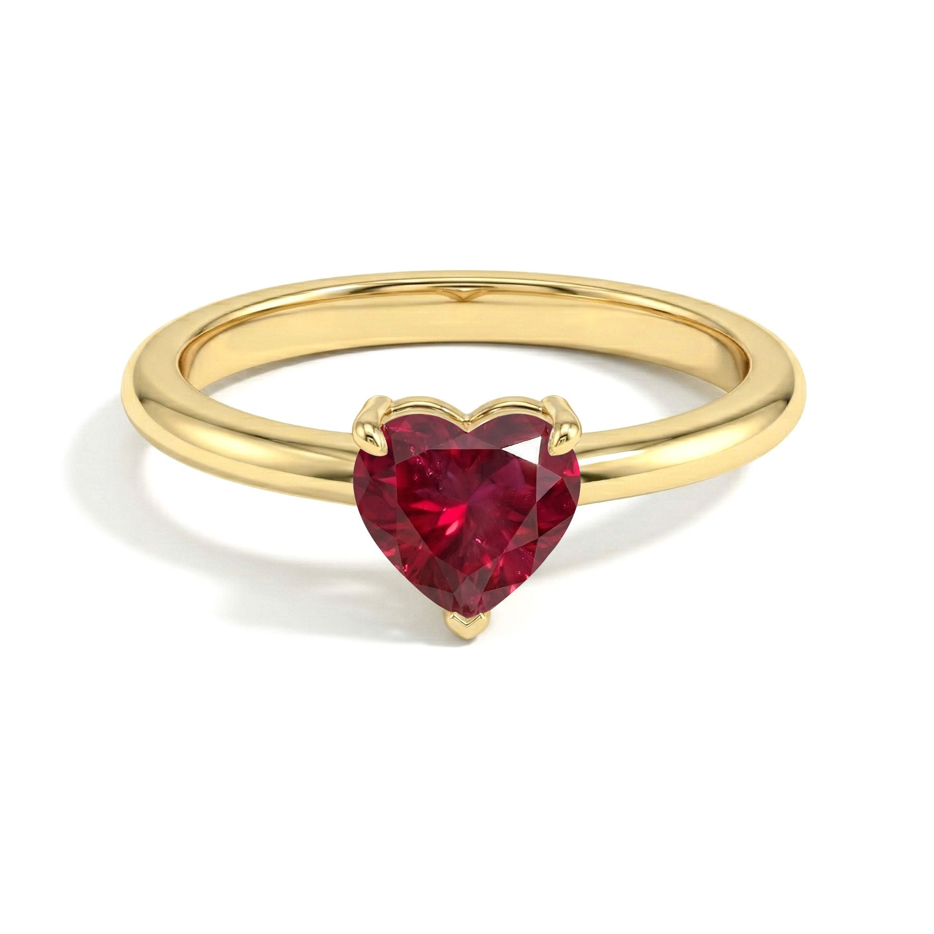natural july ruby ring, heart shaped gemstone, elegant women's jewelry, solitaire ruby accessory, sterling silver jewelry gift, gold filled fine jewelry, handcrafted gemstone ring, promise jewelry style, classic red gemstone, luxury everyday ring