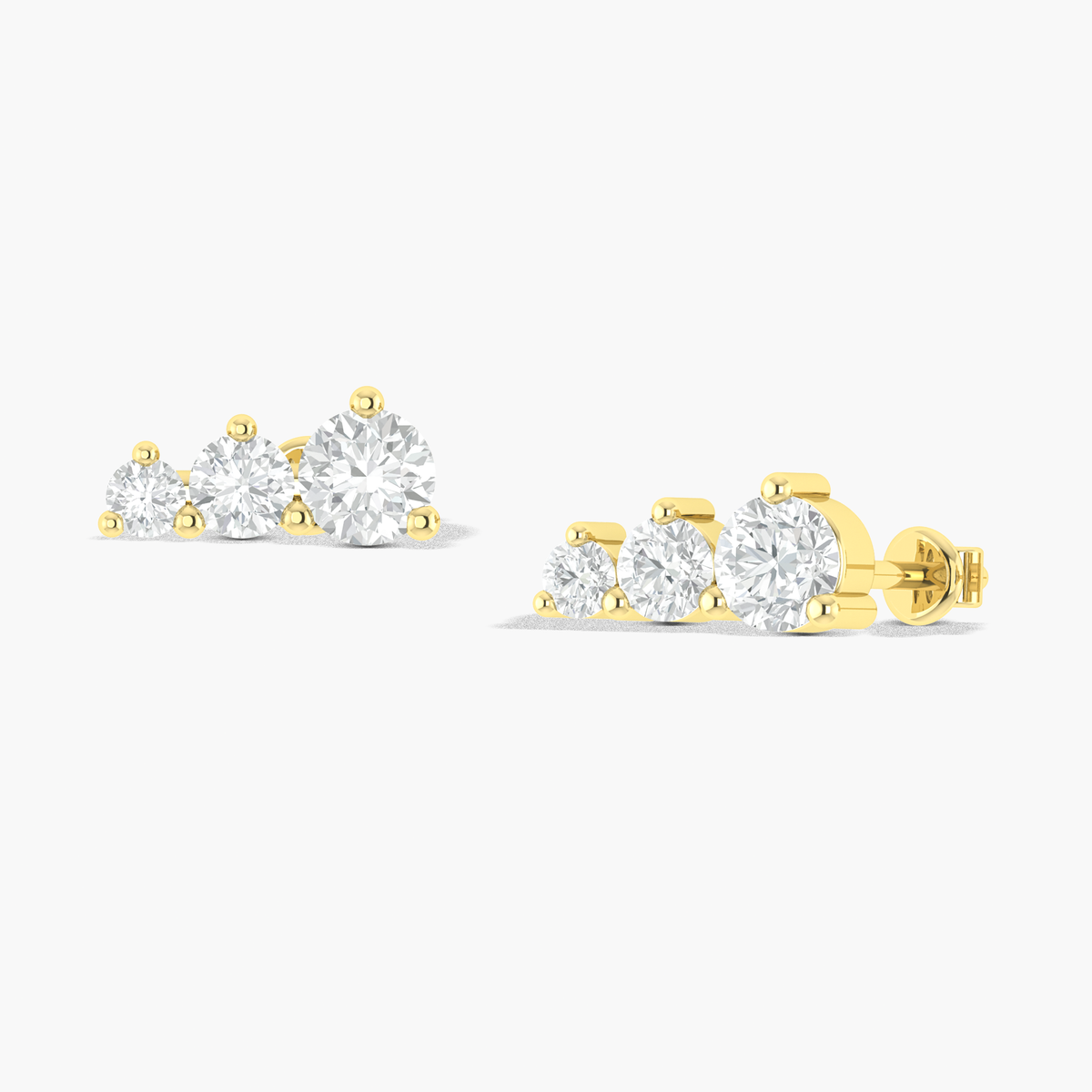 Cubic Zirconia Round Stud Earring in 925 Silver 1.5ct