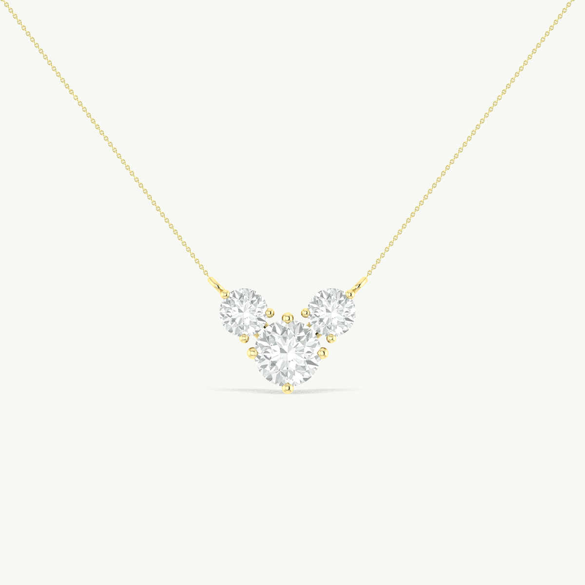 Cubic Zirconia Round Three Stone Necklace in 925 Sterling Silver 2.8ct