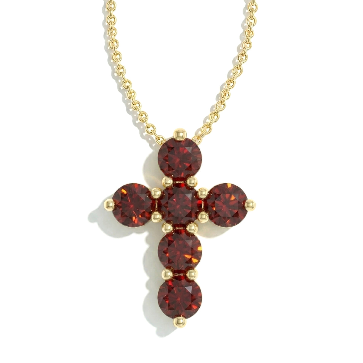 Garnet Round Cross Pendant Necklace in 925 Sterling Silver 3.90ct