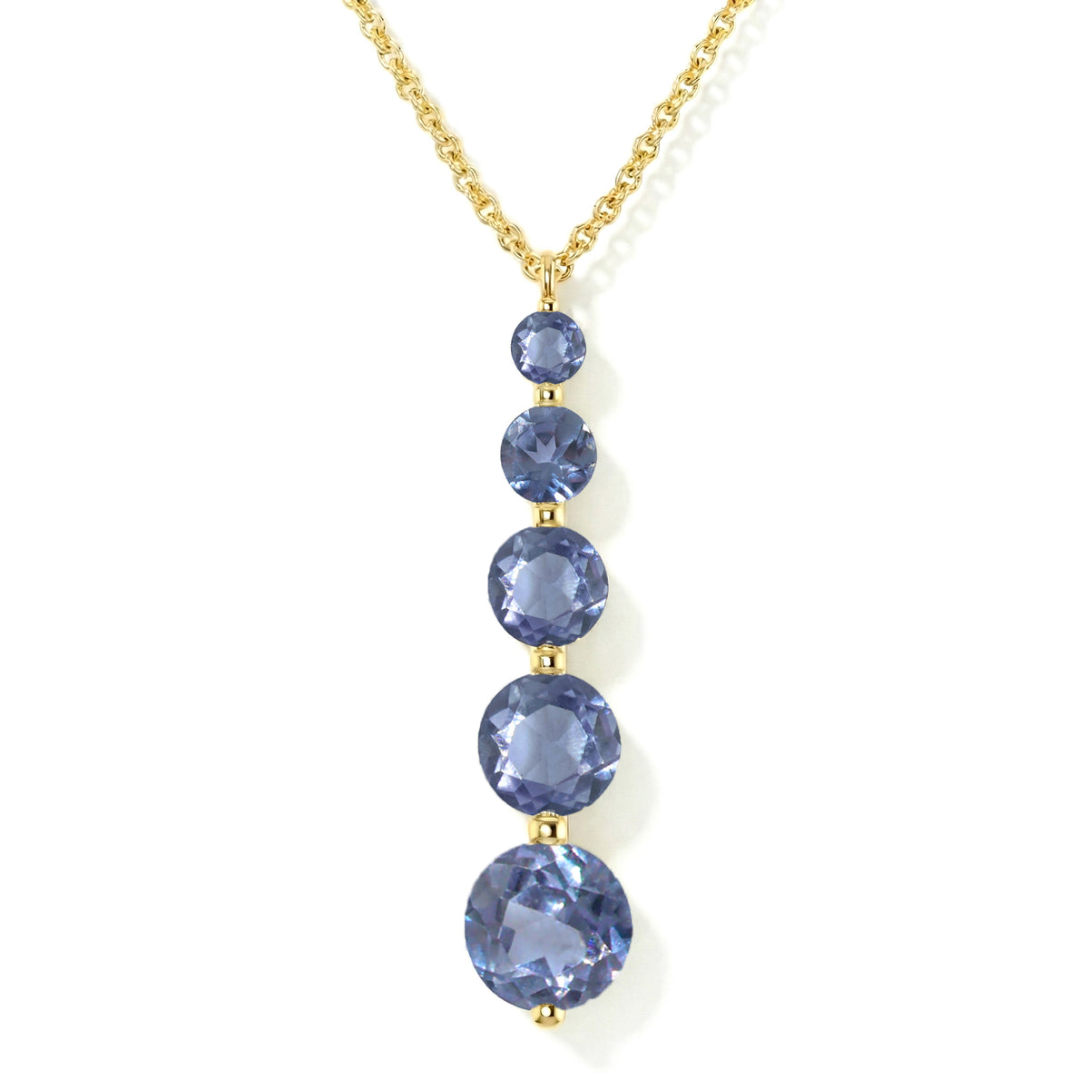 Alexandrite Round 5 Stone Bar Pendant Necklace in 925 Sterling Silver 3.90ct