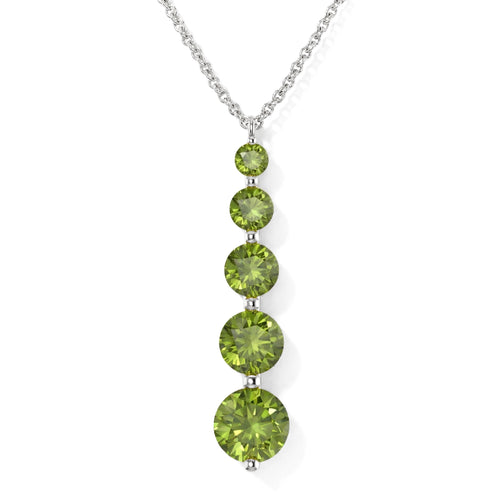 Peridot Round 5 Stone Bar Pendant Necklace in 925 Sterling Silver 3.90ct