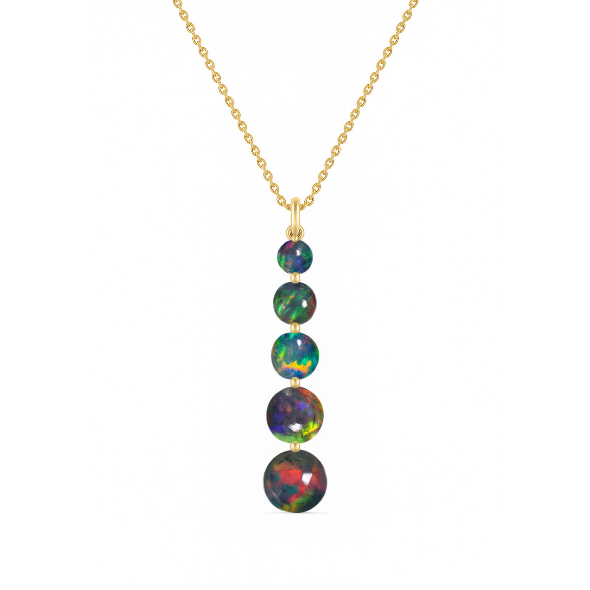 Black Opal 5 Stone Bar Pendant Necklace in 925 Sterling Silver 3.5ct