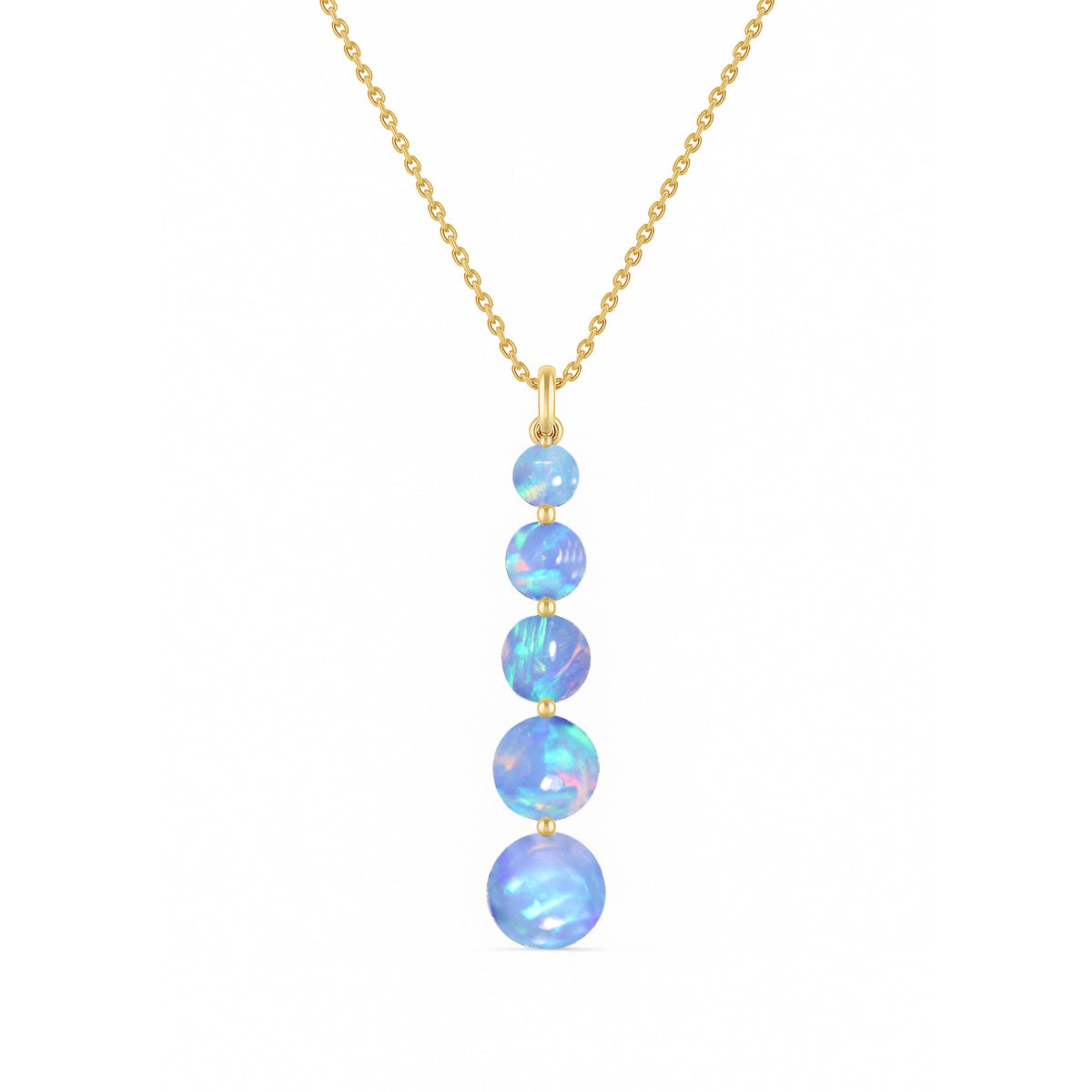 Blue Opal 5 Stone Bar Pendant Necklace in 925 Sterling Silver 3.05ct