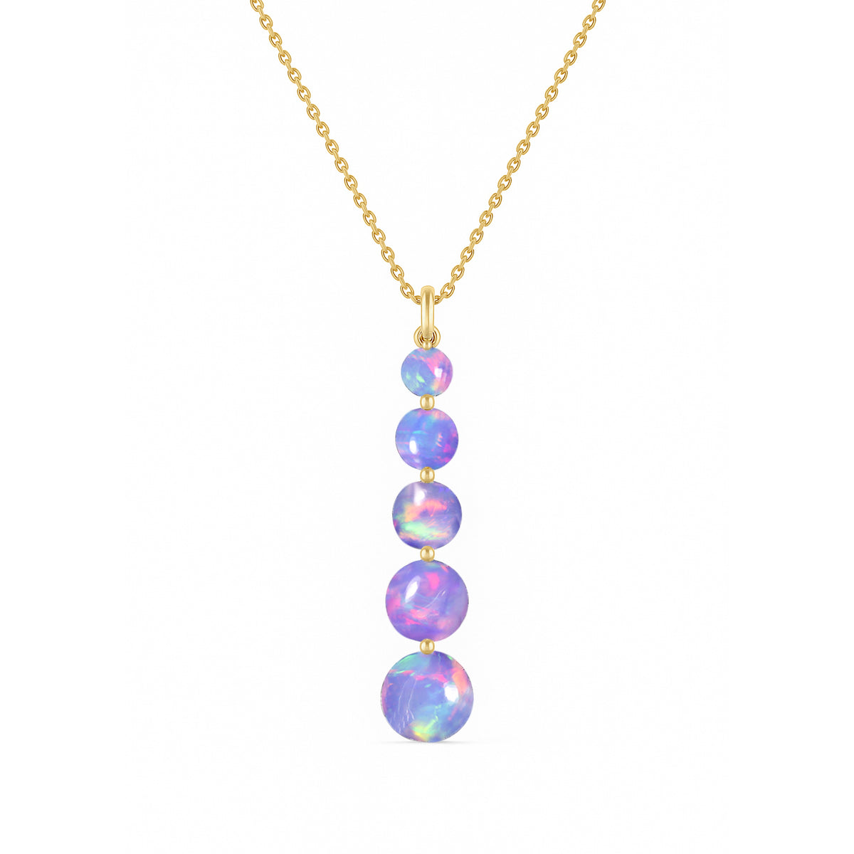 Lavender Opal 5 Stone Bar Pendant Necklace in 925 Sterling Silver 3.05ct