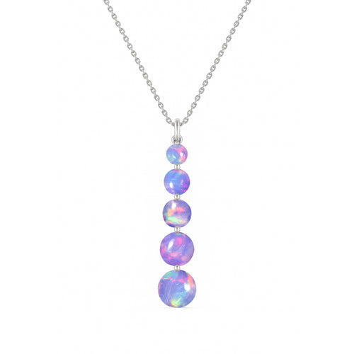 Lavender Opal 5 Stone Bar Pendant Necklace in 925 Sterling Silver 3.05ct