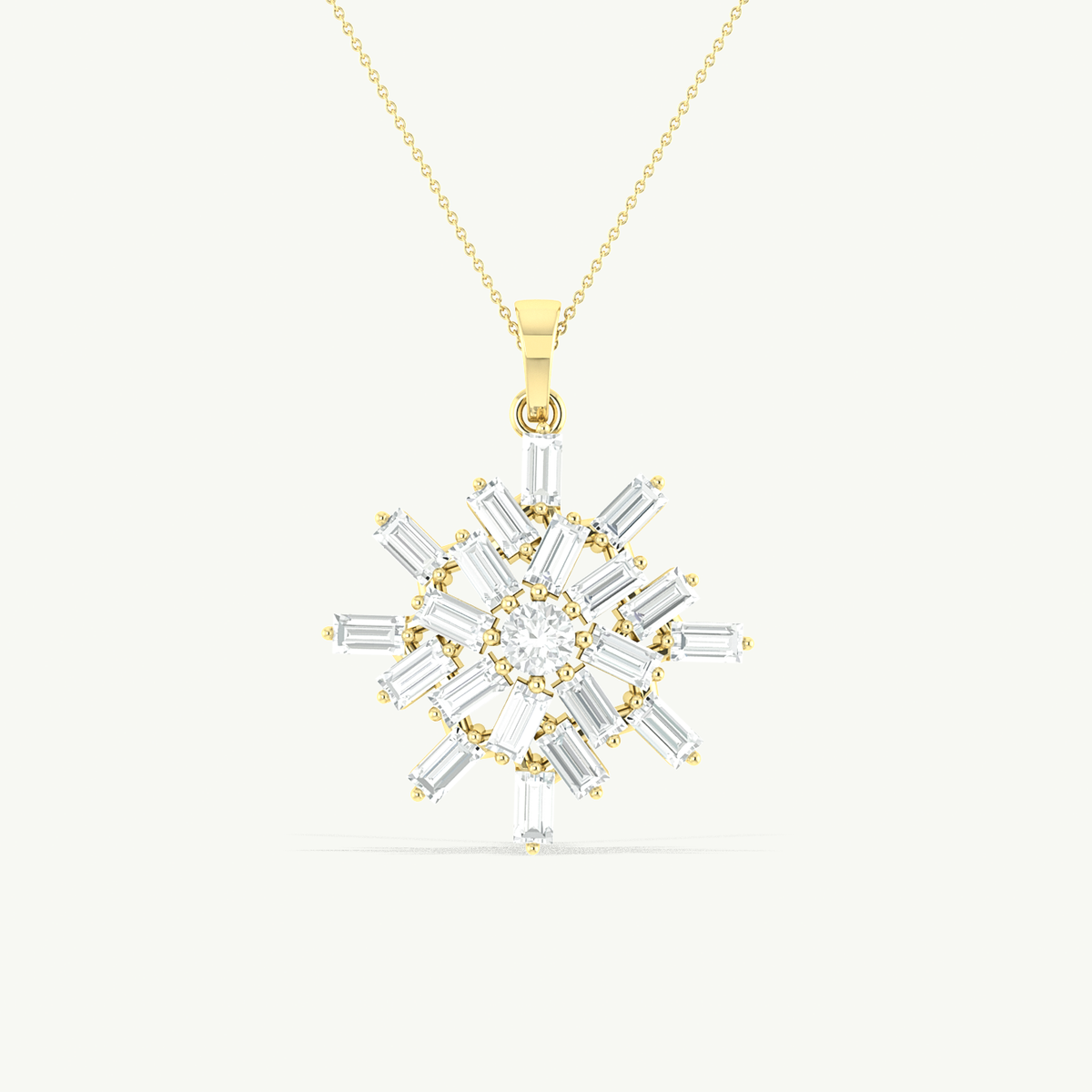 Cubic Zirconia Snowflake Pendant Necklace in 925 Sterling Silver 6.5ct