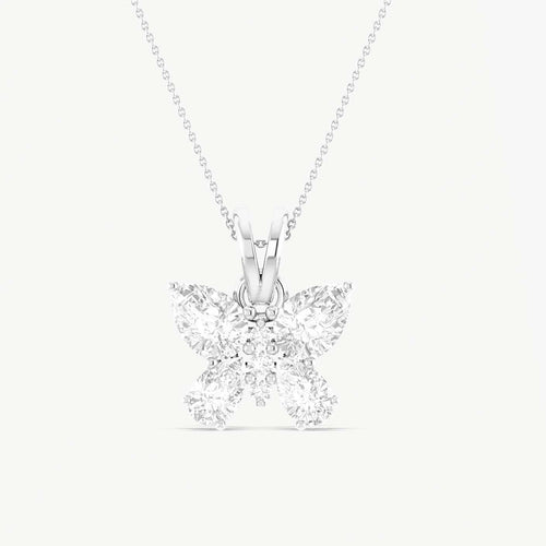 Cubic Zirconia Butterfly Pendant Necklace in 925 Sterling Silver 1.6ct
