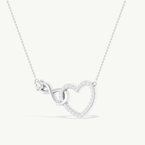 Cubic Zirconia Round Infinity Heart Pendant Necklace in 925 Sterling Silver