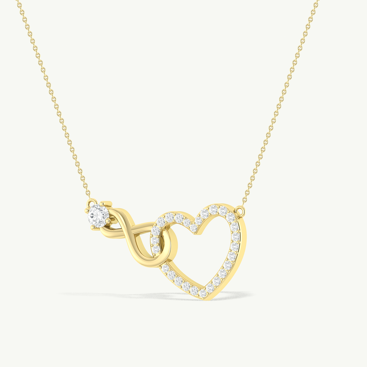 Cubic Zirconia Round Infinity Heart Pendant Necklace in 925 Sterling Silver