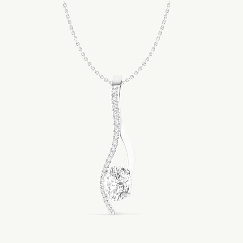 Cubic Zirconia Oval Swirl Pendant Necklace in 925 Sterling Silver 1.4ct