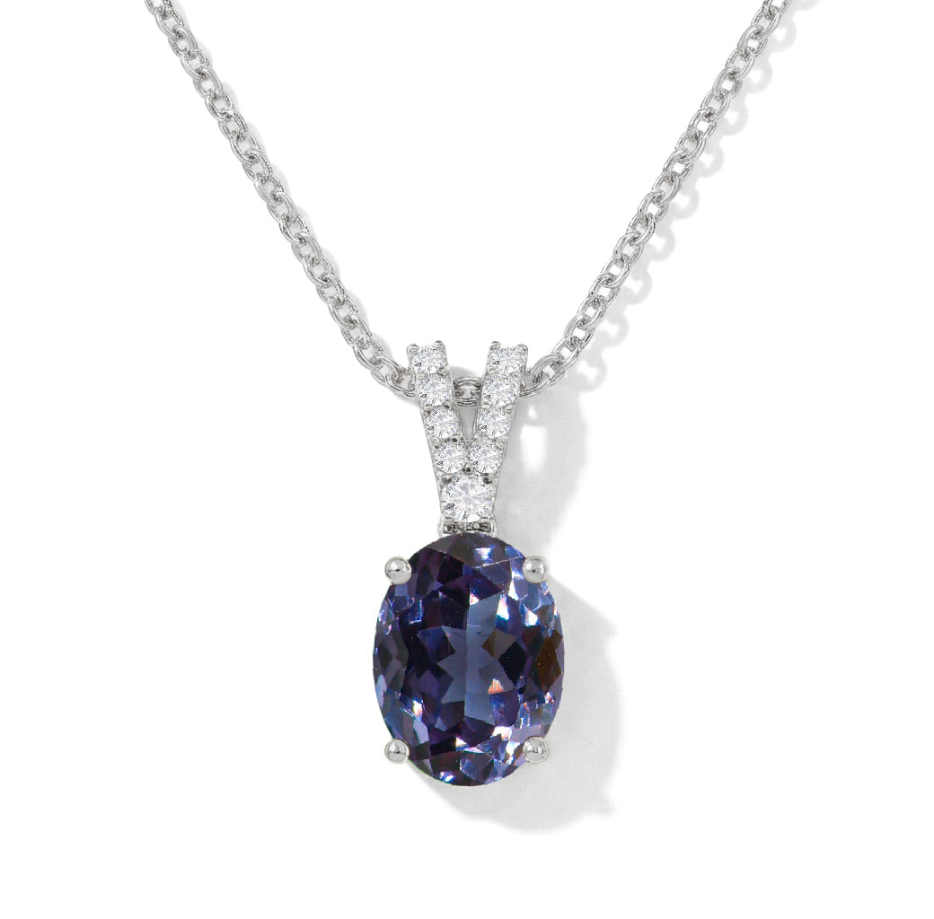 Natural alexandrite pendant necklace sterling silver