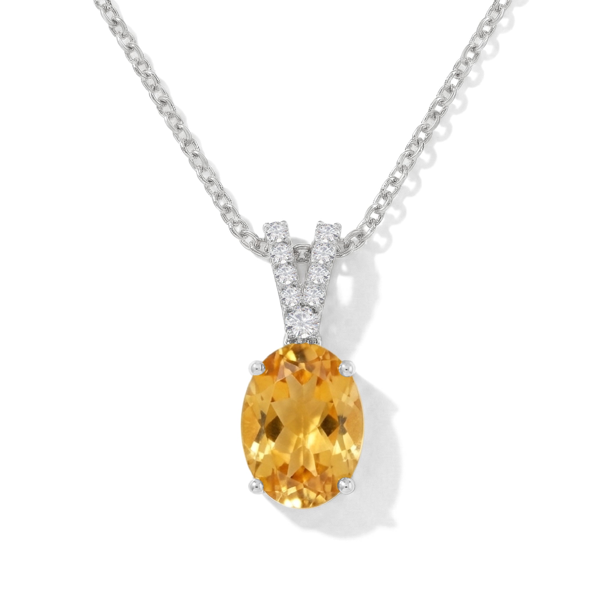 Citrine Solitaire Pendant Necklace in 925 Sterling Silver 1.2ct