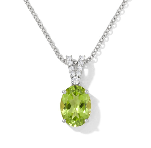 Peridot Solitaire Pendant Necklace in 925 Sterling Silver 1.2ct