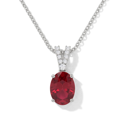 Ruby Solitaire Pendant Necklace in 925 Sterling Silver 1.2ct