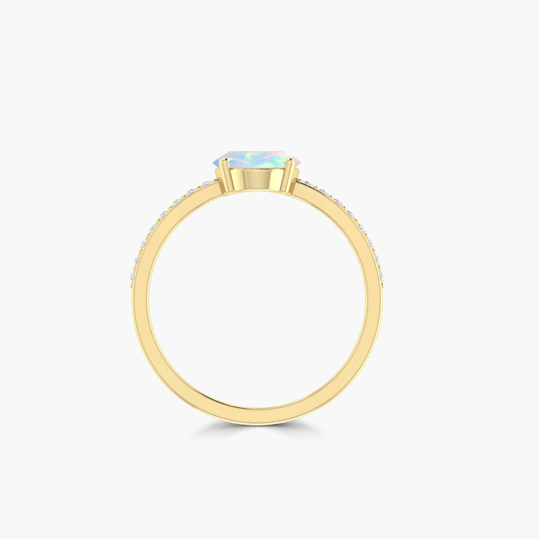White Rainbow fire Ethiopian Oval shape opal ring