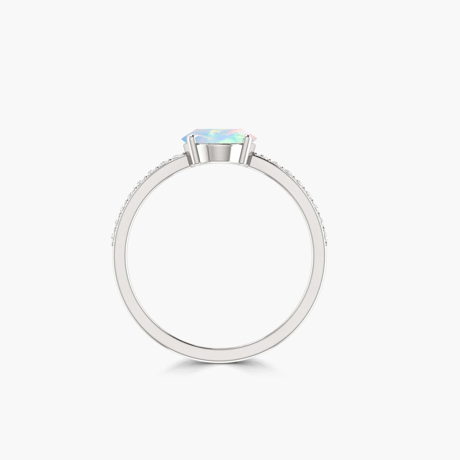 White Rainbow fire Ethiopian Oval shape opal ring