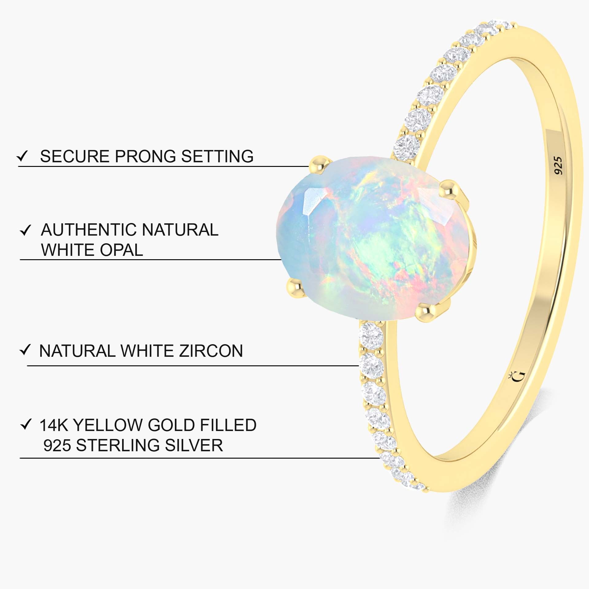White Rainbow fire Ethiopian Oval shape opal ring