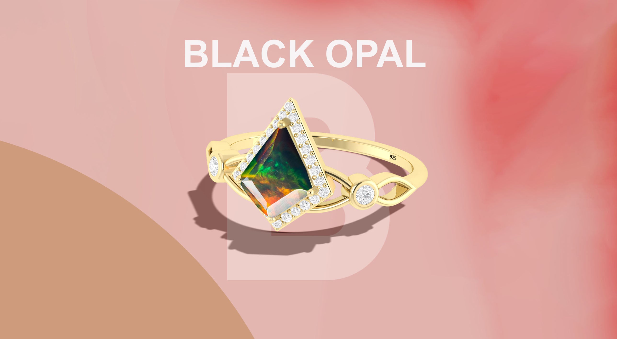 Black opal ring in gold with diamond accents – unique gemstone jewelry for women