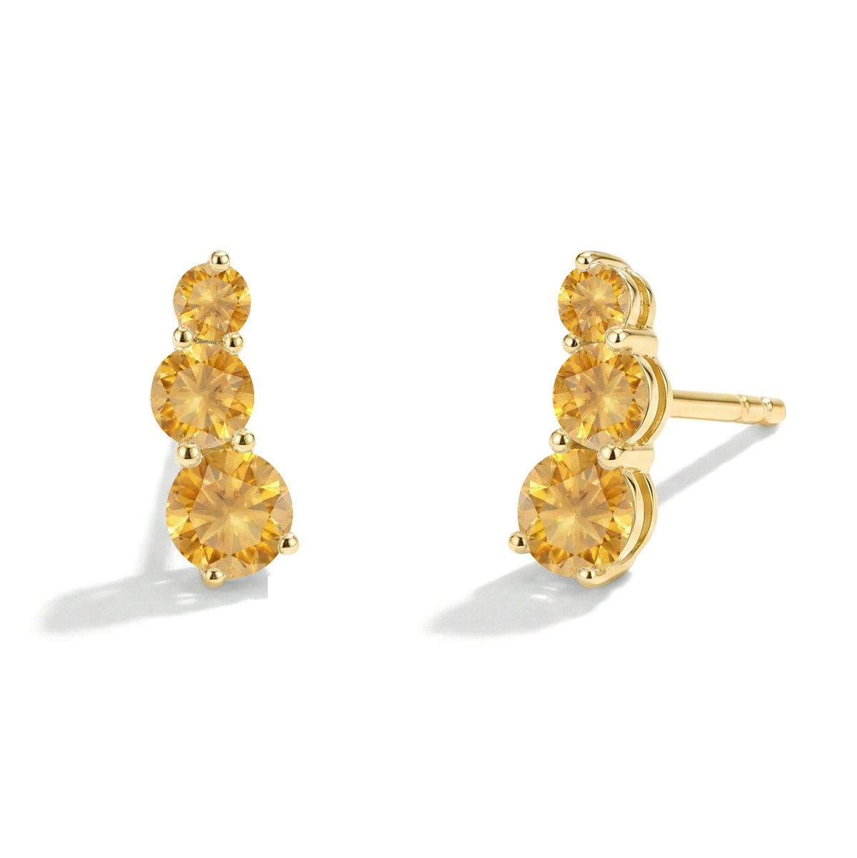 Citrine Round Stud Earring in 925 Sterling Silver 5X4X3MM 1.40 ct.