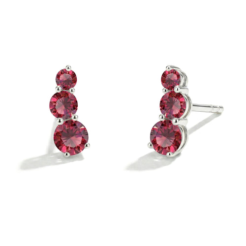 Ruby Round Stud Earring in 925 Sterling Silver 5X4X3MM 1.40 ct.