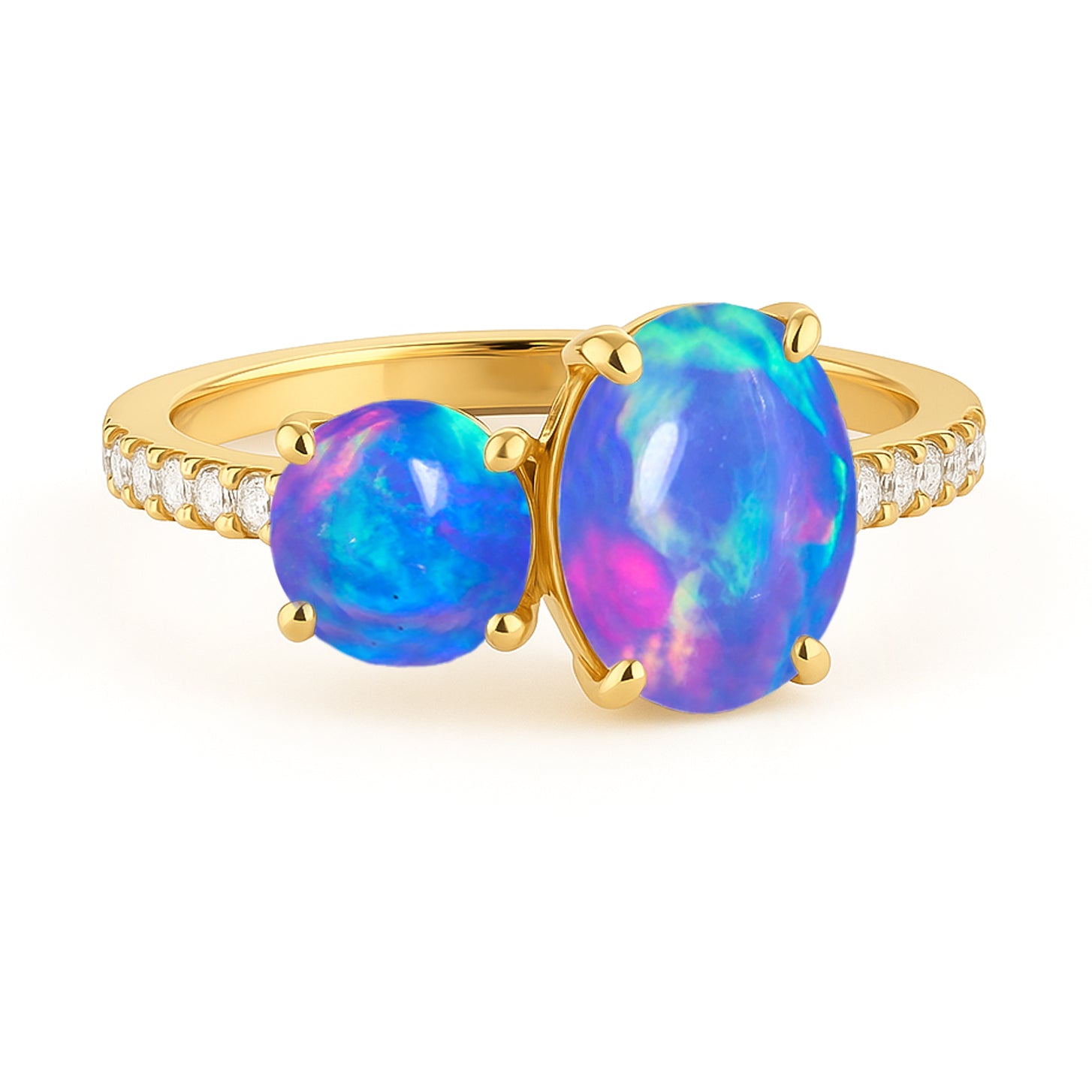 Round 1.70 Ct Lavender Opal Two Stone Sterling Silver Ring