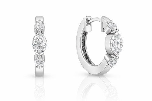 Simulated Diamond CZ Marquise Hoop Earring in 925 Sterling Silver 5x3 MM 1 -ct.