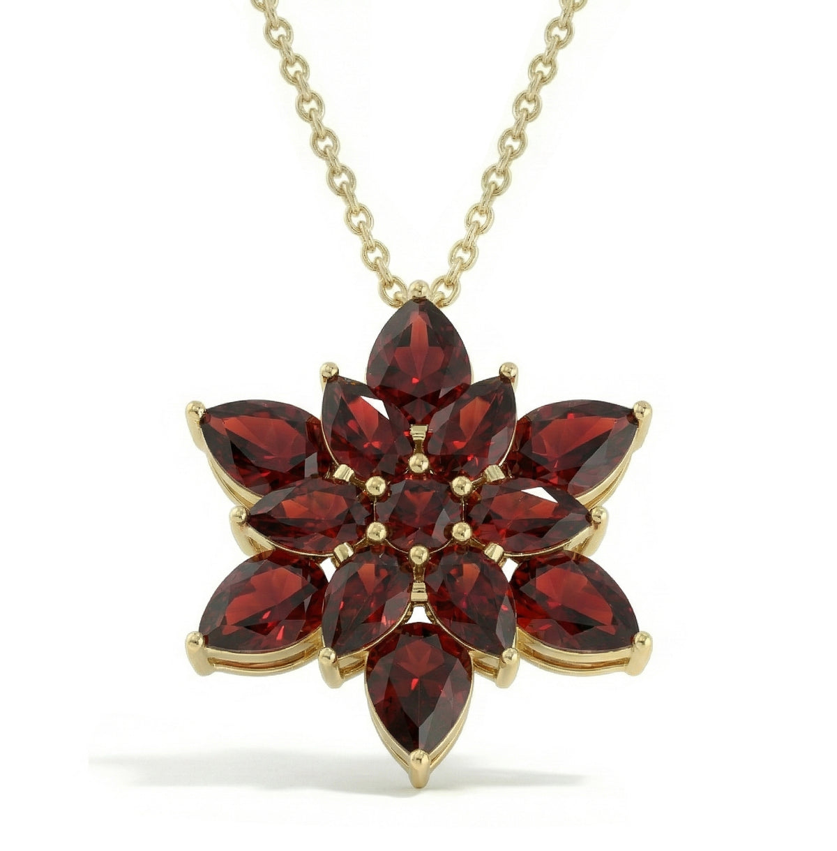 Garnet Pear Floral Pendant Necklace in 925 Sterling Silver 5.70ct