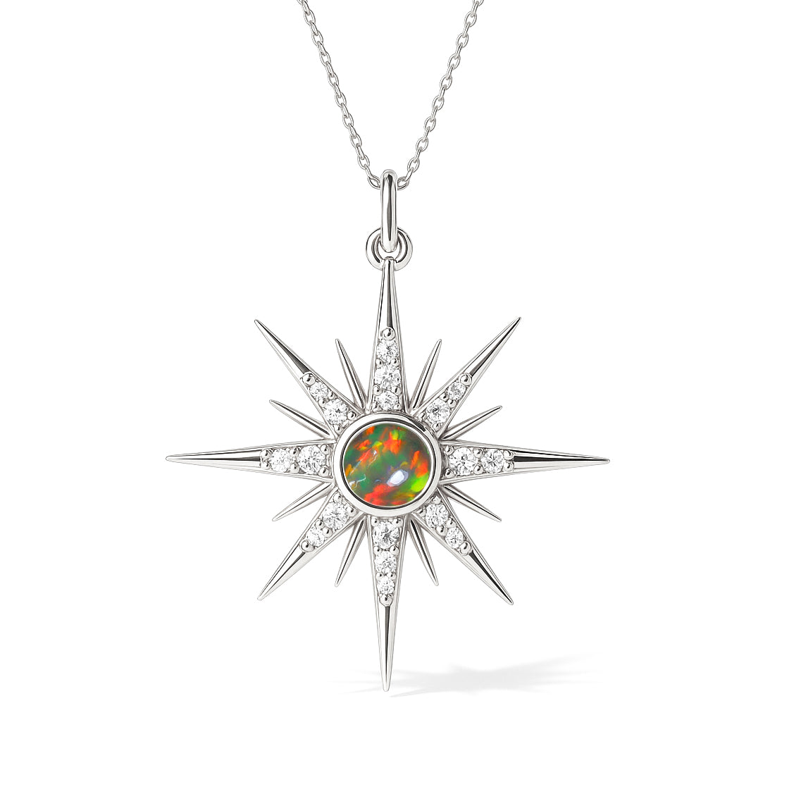Stunning Black Opal Round Halo Pendant Necklace for Women Silver 925
