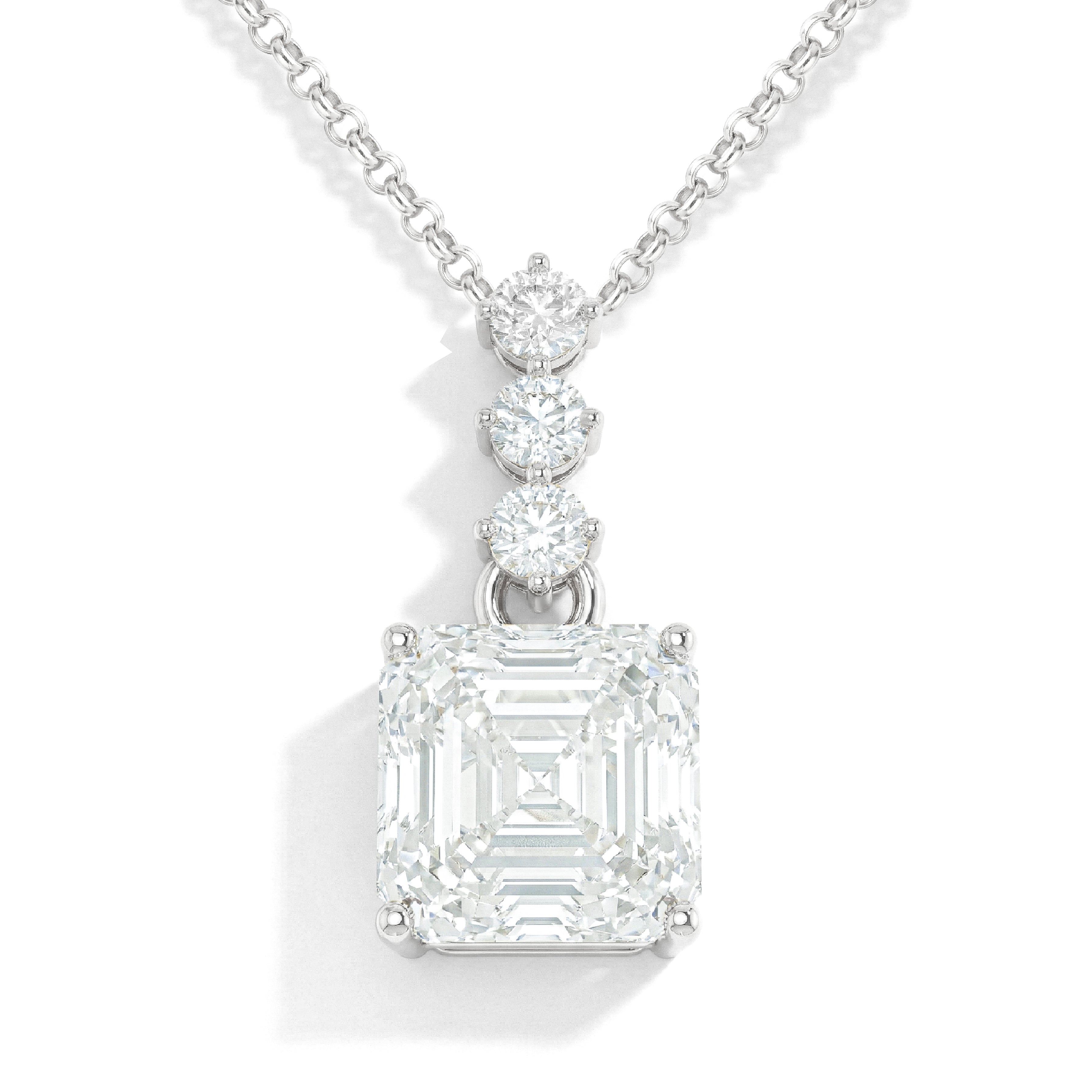 Simulated Diamond Octagon Solitaire Pendant Necklace in 925 Sterling Silver 8 MM 2ct