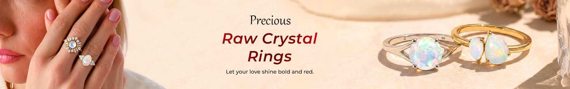 Raw Crystal Rings desktop banner